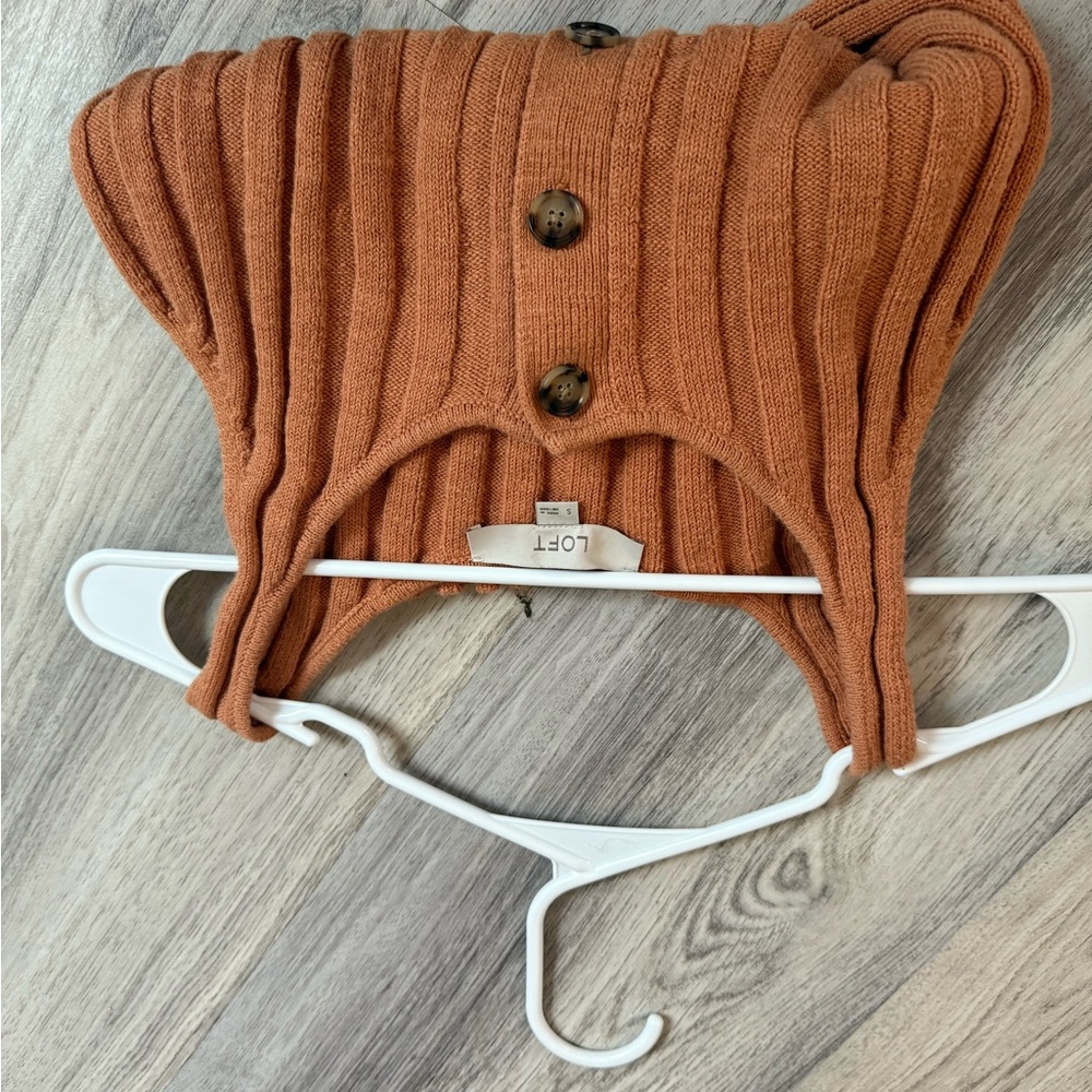LOFT Terracotta Ribbed Button-Front Top - Picture 7 of 7